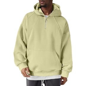 Fashion Hoodies For Men Oversized Pullover Loose Fit 1/4 Zip Hooded Sweatshirt with Pocket