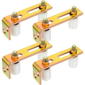 4 Pack Slide Gate Guide Roller Adjustable Dual Nylon Rollers with L Rear Post Bracket Sliding Gate Kit Support Assembly Rolling Gate Hardware Kit, 2-5/16" Max Capacity