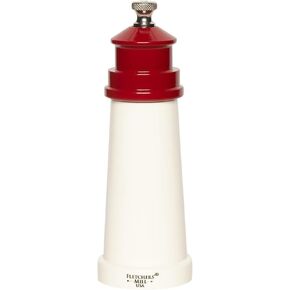 Fletchers' Mill Lighthouse Pepper Mill, White/Cobalt - 6 Inch, Adjustable Coarseness Fine to Coarse, MADE IN U.S.A.