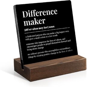 Difference Maker Acrylic Sign with Wooden Stand, Appreciation Gift for Boss Leader Mentor Teacher, Retirement Gift for Colleague, Gift for Team Leader, Boss Thank You Gift, Office Manager Gift