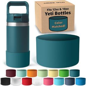 Silicone Boot for Yeti Rambler Jr 12oz and 18oz Bottle | 2mm Sleeve | Anti-Slip Boot | Protector for the Bottom of your Bottle | Protects Against Damage | BPA Free Silicone (Black)