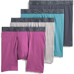 Jockey Men's Underwear ActiveBlend 7" Midway Brief - 4 Pack, Quartz Grey/Trusted Pewter/Charcoal Heather/Black, S