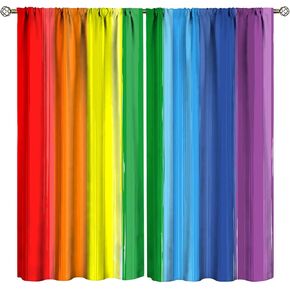Colorful Rainbow Curtains Colorful Curtain with Rod Pocket for Bedroom Living Room Home Decor Drapes Thermal Insulated Window Treatments 2 Panels Set 42x45 Inch