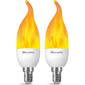 Upgraded Flame LED Flame Light Bulbs, 3 Mode E12 Flickering Light Bulbs, Chandelier Base Candle Fire Light Bulb for Halloween Christmas Party Porch Patio Indoor Outdoor Decoration-6 Pack