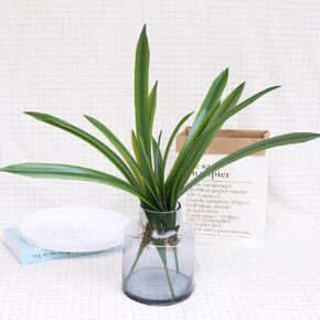 17" Artificial Cymbidium Leaves 3pcs Fake Real Touch Clivia Faux Orchid Leaves Green Plants for Vase Bouquets Home Office Wedding Decor.