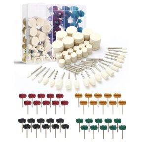 140 PCS Polishing Kit for Dremel, Abrasive Buffing Wheels Polishing Bits for Rotary Tool Accessories with 1/8 Inch Shank, Sanding Kit for Metal, Resin, Wood Watch, Jewelry, Aluminum and Brass with Box