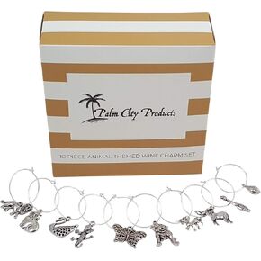 مجموعة Palm City Products مكونة من 10 قطع من سحر النبيذ على شكل حيوانات