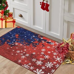 CAROMIO Christmas Hallway Runner Rug Holiday Decorative Xmas Snowflake Area Rug, Washable Stain Resistant Non-Slip Floor Cover Modern Abstract Entrance Carpet for Laundry Kitchen, 2' x 8'