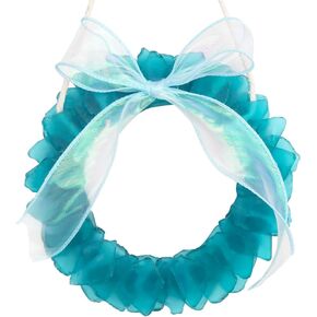 Blue Sea Glass Wreath - Handmade 8 Inch Small Christmas Wreath, Kitchen Cabinet Wreaths Coastal Style Decor Wreaths for Christmas, Home, Door, Window, Chair and Wall