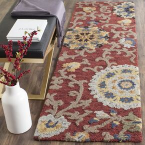 SAFAVIEH Blossom Collection 2'3" x 8' Red / Multi BLM401C Handmade Premium Wool Runner Rug