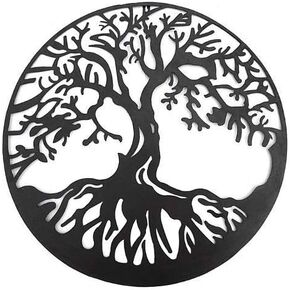 Bellaa Metal Wall Art, Metal Art Wall Decor, Outdoor Metal Wall Art, Metal Wall Art for Living Room, Black Metal Wall Art, Metal Tree Wall Art, Circle Of Life-Metal Tree Wall Art, Sculptures 24 inch