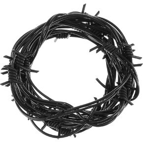 32 Foot Fake Rusted Barbed Wire Decoration 4 Pcs Halloween Plastic Barb Wire Decoration Prop Western Decor Rusty Western Party Decorations Cowboy Decor for Cowboy Western Party Decor (Black)