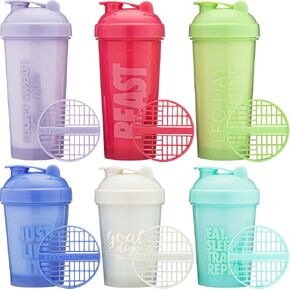 شعار Hydra Cup OG [6 عبوات] زجاجات شيكر بوزن 28 أونصة و20 أونصة لمخفوق البروتين، أكواب شيكر مع خفاقة خلاط كروية، للسفر أثناء التنقل، خالية من مادة BPA (ألوان زاهية)
