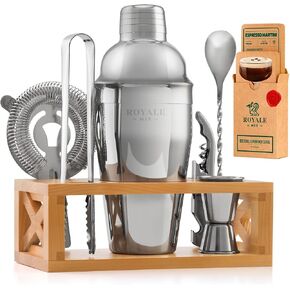 Mixology Bartender Kit with Stand | Home Bar Set with 25 Cocktail Recipes for Drink Mixing | Ideal Bartending Kit for Housewarming Gift | Premium Martini Cocktail Shaker Set with Bar Tools Accessories in Saudi Arabia
