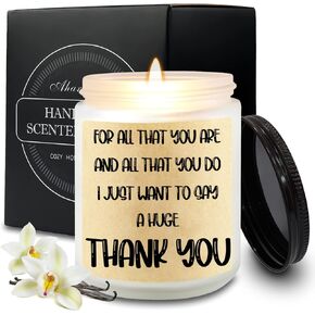 Vanilla Scented Candles for Mom, Thank You Candle Gifts for Women, Warm Gift for Thanksgiving Day Mother's Day Appreciation Gift, Funny Gift Candle for Women Men Family Mom Friend