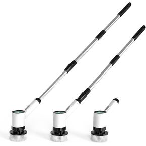 Electric Spin Scrubber - Electric Scrubber for Cleaning with 7 Replaceable Heads - Full-Body Waterproof Tub Scrubber with Long Handle - Electric Brush Cleaner for Bathroom in Saudi Arabia