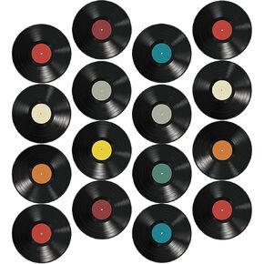 VANZACK Vinyl Records Wall Decals Blank Vinyl Records Wall Records Decor Plastic Record Stickers for Wall Ornaments Crafts & Decoration Artwork, 16 Pieces Vinyl Record Cut- Outs