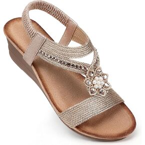SHIBEVER Wedge Sandals for Women Summer Dressy Comfortable Platform Fashion Sandal Walking Ankle Strap Buckle
