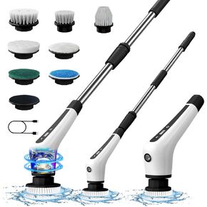 Cordless Cleaning Brush,Electric Spin Scrubber with 7 Replaceable Brush Heads. 2 Speeds Power Scrubber Brush for Bathroom Tub, Floor, Car, Tile Gift for Women Wife Friend