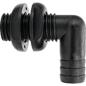 90 Degree Thru Hull Connector Fitting 3/4 inch Boat Plumbing Bilge Pump Deck Drain, Easily Install Spare Parts Accessory for Ship Boat Yachts (Black)