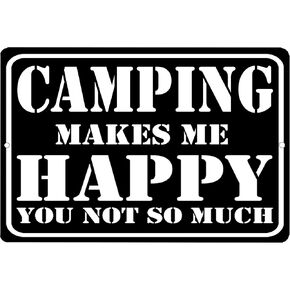 Funny Camping Metal Tin Sign Wall Decor Man Cave Funny Fish Sign Camping Makes Me Happy You Not So Much Camp Camper