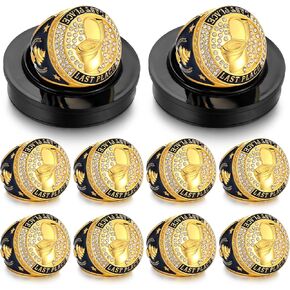 Highergo 10 Pcs Gold Last Place Loser Trophy Ring Award Gift Fantasy Prize with Display Neck Chain and Stand Toilet Bowl Loser Trophy Medal Joke Funny Gift for Competitions Between Friends Game