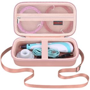 Elonbo 3D Pen Carrying Case for SCRIB3D P1 3D Printing Pen with Display, Extra Mesh Pocket Fits PLA Filament, Stencil Book, Project Guide, Charger, Rose Gold+Gold (CASE ONLY! SCRIB3D P1 Not Included)