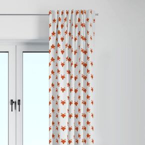 Bacati - Single Light Filtering Curtain Panel Playful Fox Orange/Grey