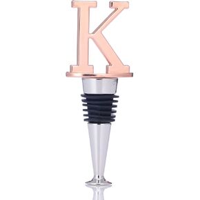 Wine Stoppers,Reusable Wine Bottle Stoppers,Rose Gold Plating, Letter Wine Stopper Perfect Wine Gift, Wide Used in Christmas,Kitchen Decor, Bar, Wedding Party, Letter(A to Z) (Rose Gold-Letters D)