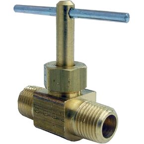 LASCO 17-1801 1/8-Inch Male Pipe Thread by 1/8-Inch Male Pipe Thread Straight Brass Needle Valve, Copper