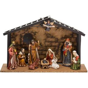 Kurt Adler Porcelain 10-Piece Nativity Set, 3.5-Inch to 5-Inch