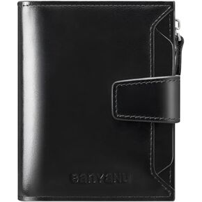 DIDE Mens Stylish Genuine Leather Wallet Soft Spacious Credit Debit Card Holder RFID Blocking Bifold Large Capacity Zipper Coin Pocket 16 Slots Removable ID Window 2 Memory (Dark Brown), Dq829