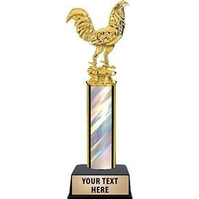 10" Fighting Rooster Trophies - Fighting Rooster Silver Trophy Awards Prime