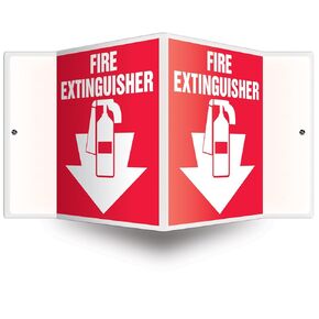 Accuform Fire Extinguisher 3D Projection Sign, 6"x5" High-Impact Plastic with Pre-Drilled Mounting Holes, Made in USA, PSP113