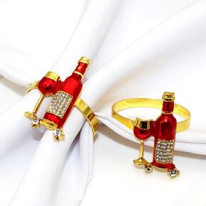 Set of 6 Pcs Wine Bottle Napkin Rings Set, Cute Napkin Holders Serviette Buckles -Suitable for Western Restaurant -Table Decorations