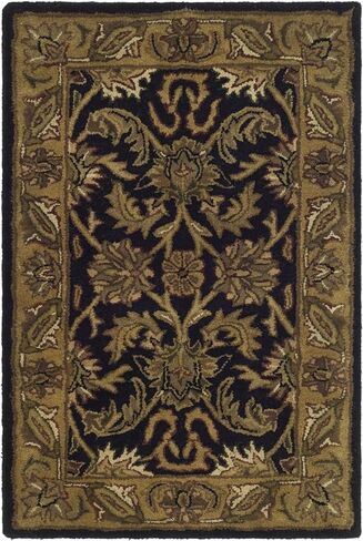SAFAVIEH Classic Collection 2' x 3' Black / Gold CL252A Handmade Traditional Oriental Premium Wool Accent Rug in Saudi Arabia