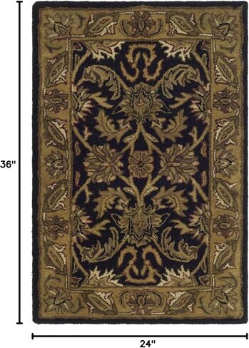 SAFAVIEH Classic Collection 2' x 3' Black / Gold CL252A Handmade Traditional Oriental Premium Wool Accent Rug in Saudi Arabia