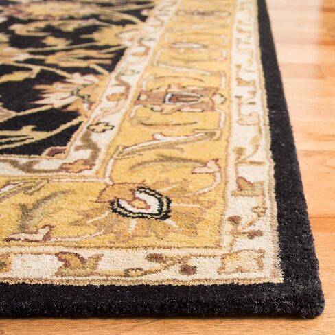 SAFAVIEH Classic Collection 2' x 3' Black / Gold CL252A Handmade Traditional Oriental Premium Wool Accent Rug in Saudi Arabia