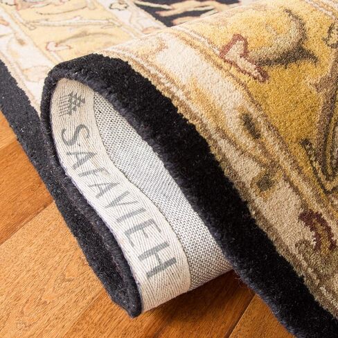 SAFAVIEH Classic Collection 2' x 3' Black / Gold CL252A Handmade Traditional Oriental Premium Wool Accent Rug in Saudi Arabia