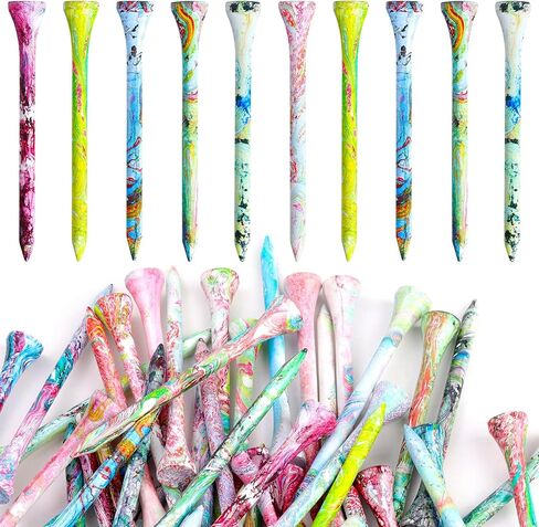 Unbreakable Golf Tees 3-1/4 inch, Mixed-Color Stripe 83mm Golf Tee Holder with Big Cup, Extra Thick Plastic Golf Stability Tees, Golf Tee Accessories for Men Women Golfers in Saudi Arabia
