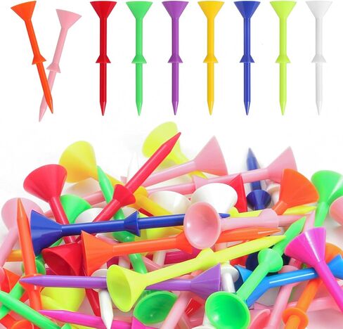 Unbreakable Golf Tees 3-1/4 inch, Mixed-Color Stripe 83mm Golf Tee Holder with Big Cup, Extra Thick Plastic Golf Stability Tees, Golf Tee Accessories for Men Women Golfers in Saudi Arabia