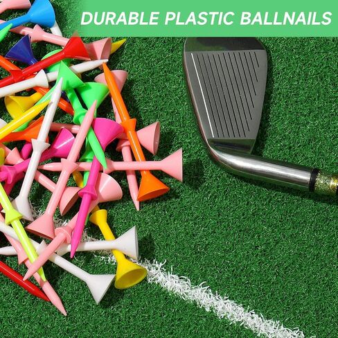 Unbreakable Golf Tees 3-1/4 inch, Mixed-Color Stripe 83mm Golf Tee Holder with Big Cup, Extra Thick Plastic Golf Stability Tees, Golf Tee Accessories for Men Women Golfers in Saudi Arabia