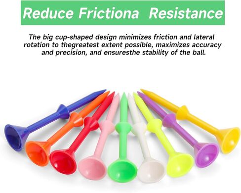Unbreakable Golf Tees 3-1/4 inch, Mixed-Color Stripe 83mm Golf Tee Holder with Big Cup, Extra Thick Plastic Golf Stability Tees, Golf Tee Accessories for Men Women Golfers in Saudi Arabia