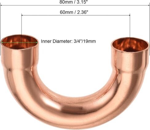 MECCANIXITY 180 Degree Return Bend Copper Fitting Welded Elbow Connection, 3/4 Inch ID for HVAC Refrigeration, Pack of 2 in Saudi Arabia