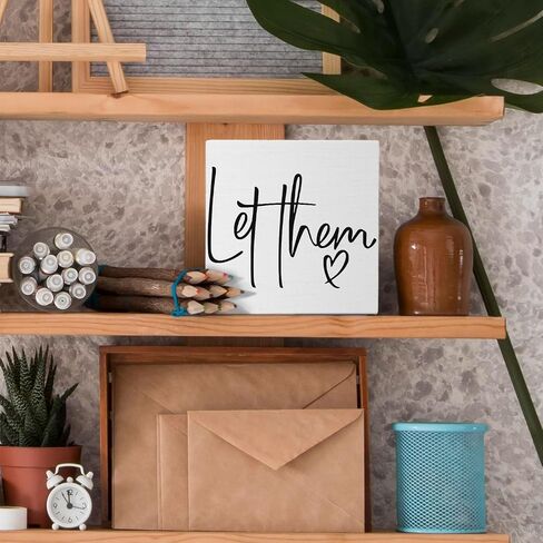 Inspirational Quotes Let Them Wooden Box Sign,Mental Health Box Sign,Box Sign For Office Kitchen Living Room Bedroom,Home Desk Shelf Tabletop Desk Decor,Housewarming Gifts,5x5 Inch in Saudi Arabia