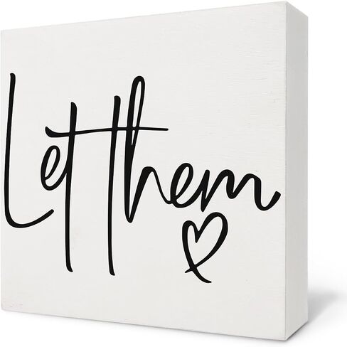 Inspirational Quotes Let Them Wooden Box Sign,Mental Health Box Sign,Box Sign For Office Kitchen Living Room Bedroom,Home Desk Shelf Tabletop Desk Decor,Housewarming Gifts,5x5 Inch in Saudi Arabia