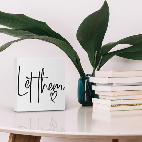 Inspirational Quotes Let Them Wooden Box Sign,Mental Health Box Sign,Box Sign For Office Kitchen Living Room Bedroom,Home Desk Shelf Tabletop Desk Decor,Housewarming Gifts,5x5 Inch in Saudi Arabia