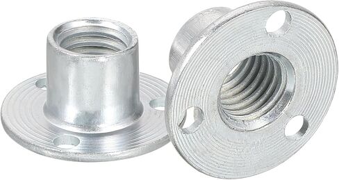 uxcell M12 Brad Hole Tee Nut, 10pcs Carbon Steel Round Base Screw-in T-Nuts Furniture Hardware Flange Female Thread Insert Nuts in Saudi Arabia