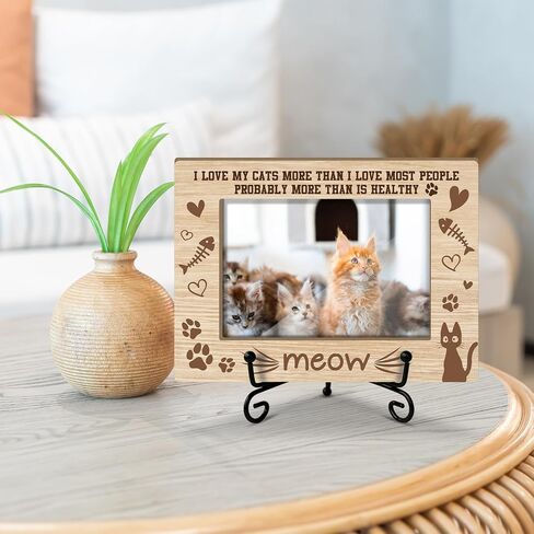 Wooden Photo Frame for Cat - I Love My Cats More Than I Love Most People 4x6 Picture Frame Horizontal, Cat Memorial Picture Frame, Cat Picture Frame, Cat Love Gifts for Friends BFF Coworkers - 39 in Saudi Arabia