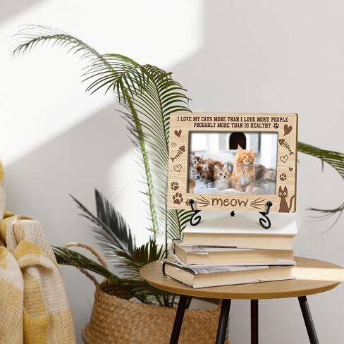 Wooden Photo Frame for Cat - I Love My Cats More Than I Love Most People 4x6 Picture Frame Horizontal, Cat Memorial Picture Frame, Cat Picture Frame, Cat Love Gifts for Friends BFF Coworkers - 39 in Saudi Arabia